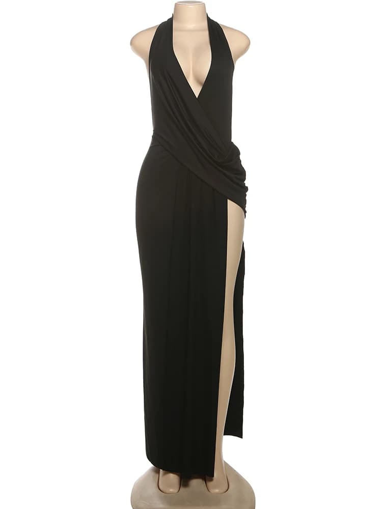 Halter maxi met hoge split