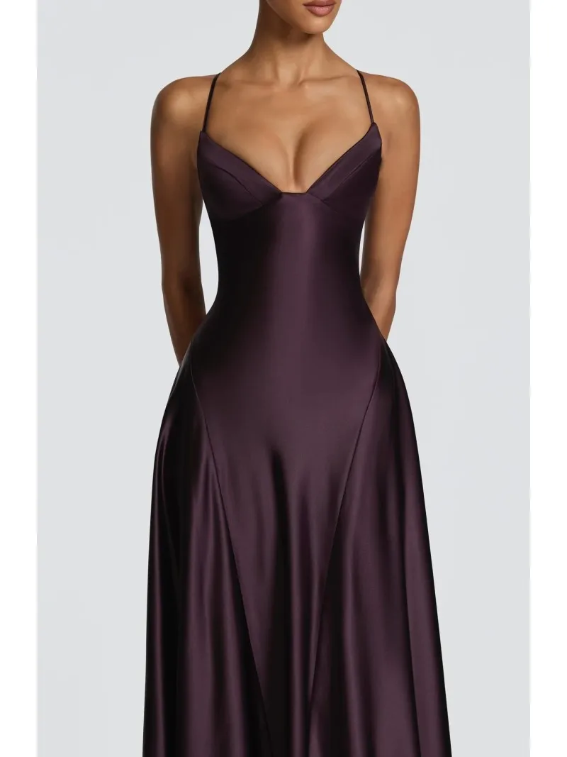 Slip dress met V-hals