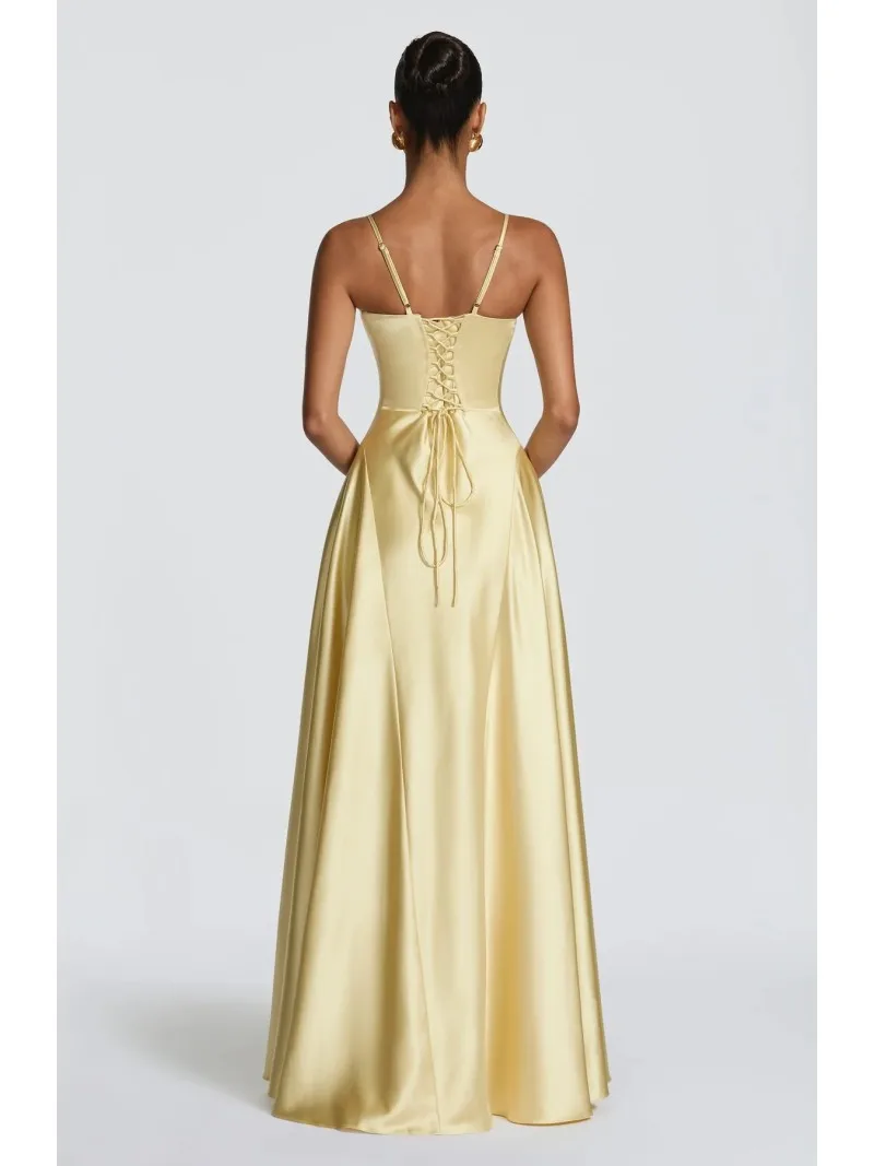 Slip dress met V-hals