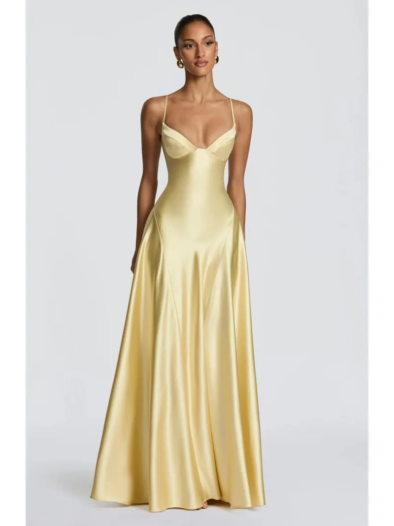 Slip dress met V-hals