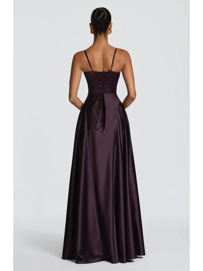 Slip dress met V-hals